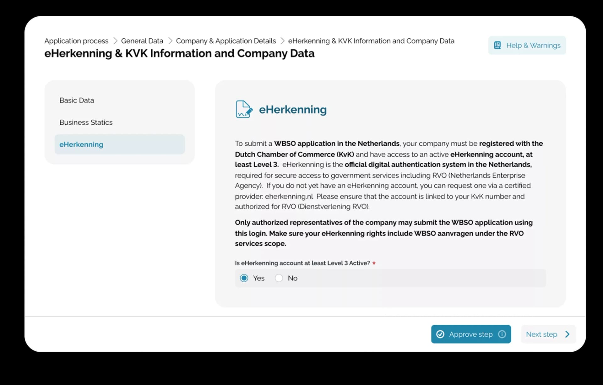 eHerkenning-verified application workspace